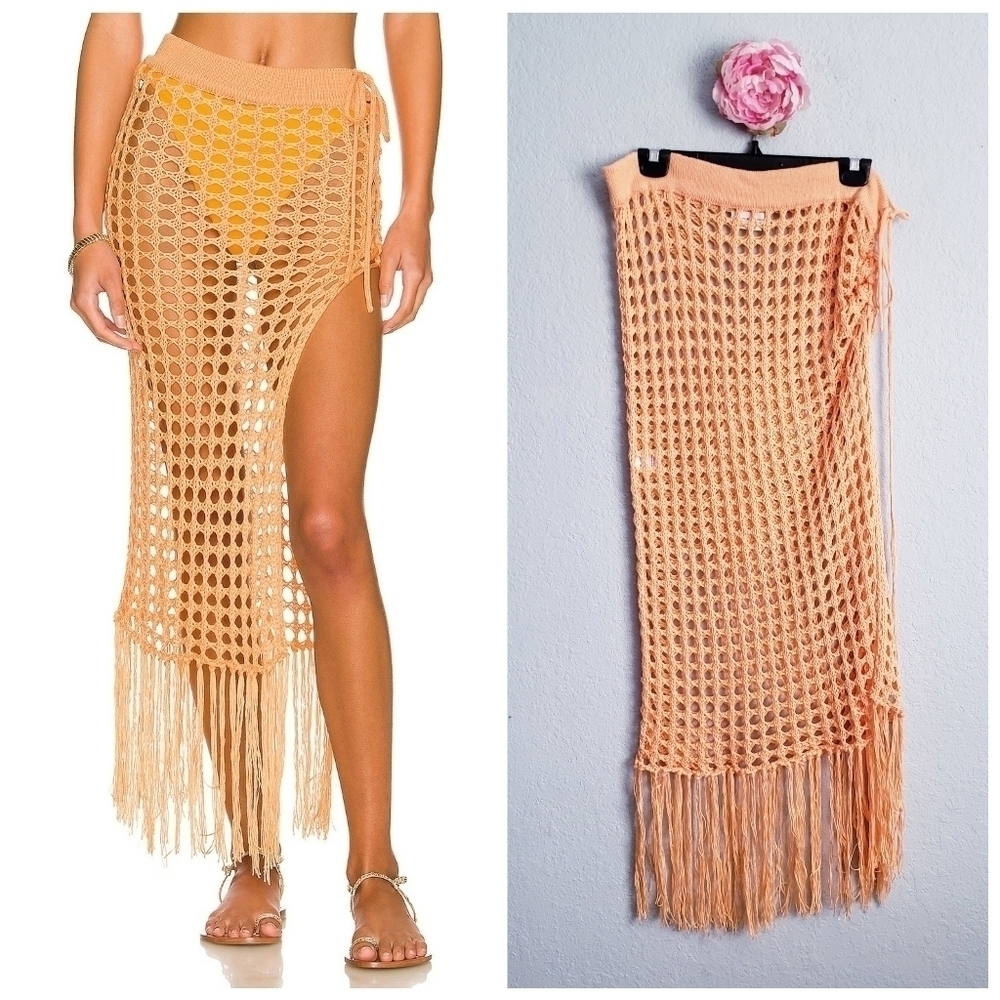 Lovers and Friends Orange Crochet Stellar Skirt